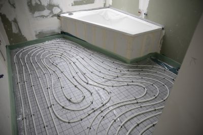 Bathroom with heated flooring